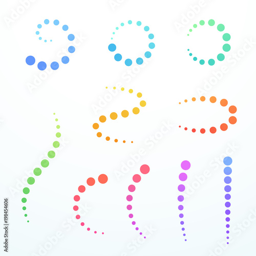 Abstract Colorful Gradient Circle Curvy Swirl Shapes Set
