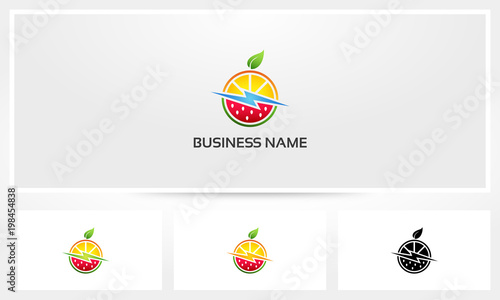 Orange Watermelon Fruit Healthy Power Logo