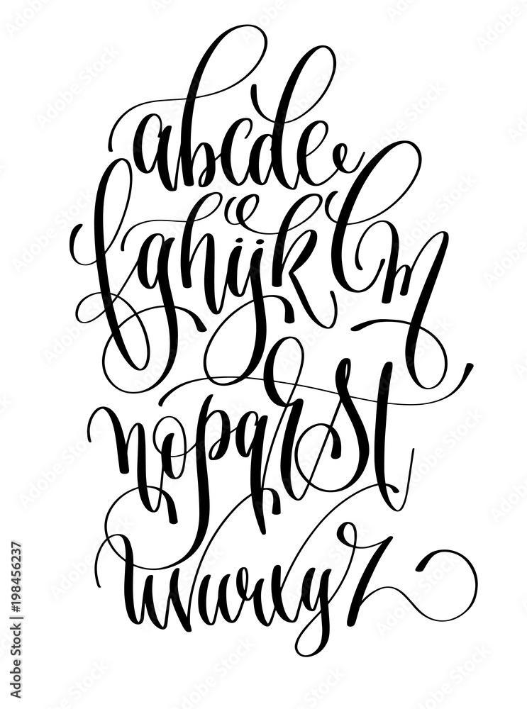 Fototapeta premium black and white hand lettering alphabet design, handwritten brus