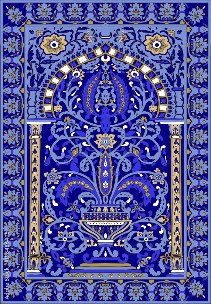 Arabic tile fresca flower blue light blue