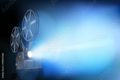 Old film projector. Vector illustration.