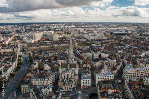 Photo aérienne du centre-ville de Nantes, Loire Atlantique, France