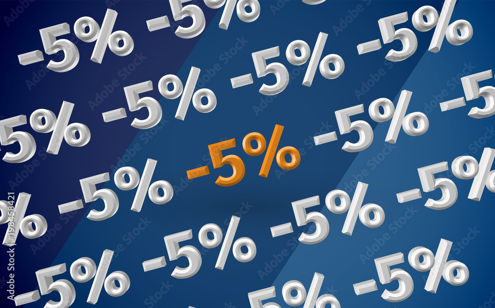 3D sale illustration with percentage, vector