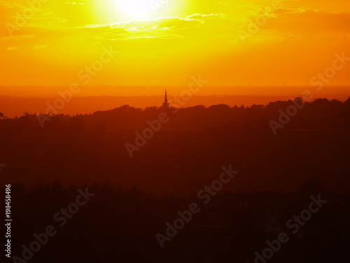 Sunset English Countryside Lancashire England