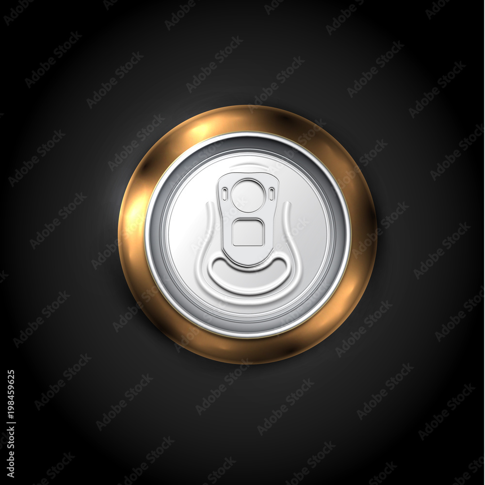 Realistic beer or soda can from the top, vector illustration Realistic beer or soda can from the top, vector illustration