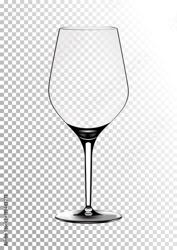 Vector illustration of a burgundy wine glass in photorealistic style. A realistic object on a transparent background. 3D Realism