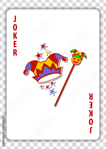 Joker playing card isolated on transparent background. Vector illustration.