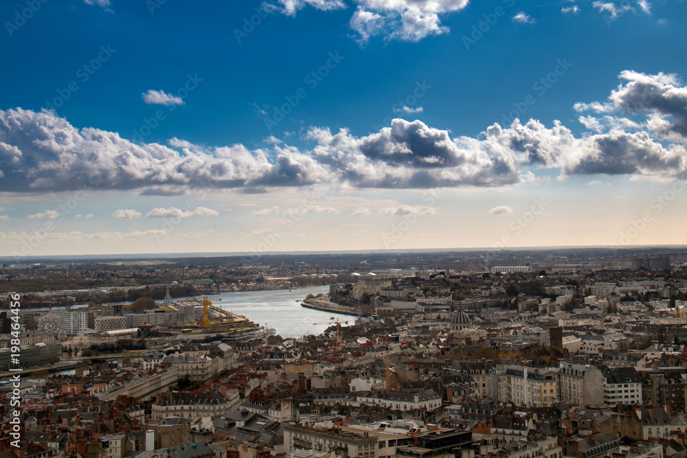 Photo aérienne du centre-ville de Nantes, Loire Atlantique, France	