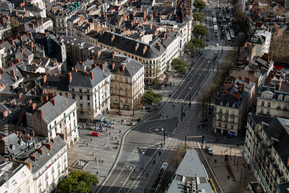  Photo aérienne du centre-ville de Nantes, Loire Atlantique, France