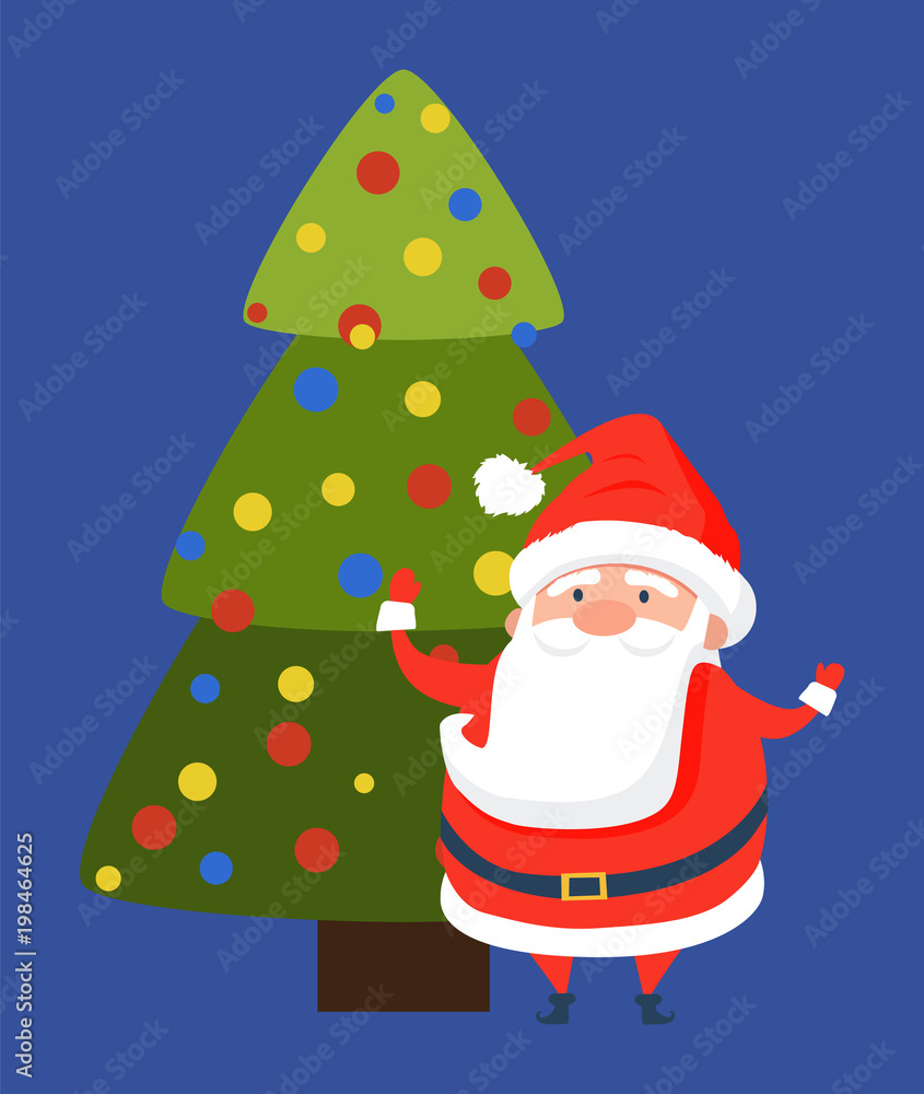 Happy New Year Postcard with Cute Santa Claus