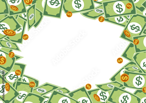 money frame with pile dollar