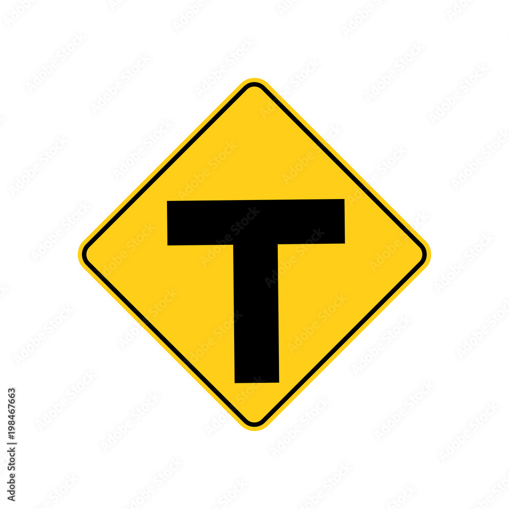USA traffic road sign. intersection warning ahead,roadway end,must turn right or left. vector illustration USA traffic road sign. intersection warning ahead,roadway end,must turn right or left. vector illustration
