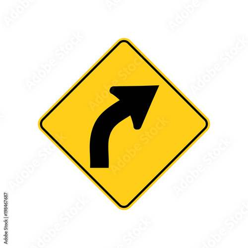 USA traffic road sign.warning of a right curve ahead. vector illustration Free Download USA traffic road sign.warning of a right curve ahead. vector illustration - GFXLoad