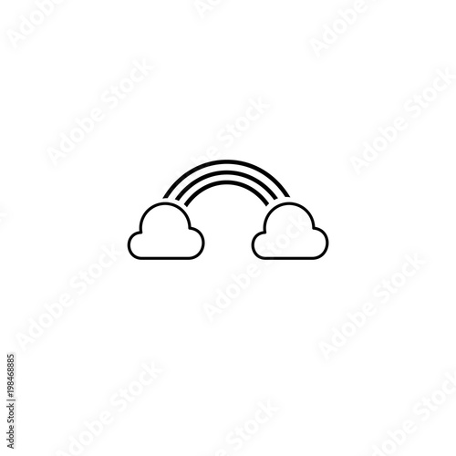 Simple clouds and rainbow isolated line icon