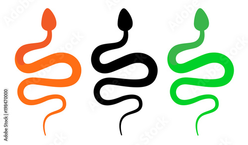 snake sign icon with green and orange vector color