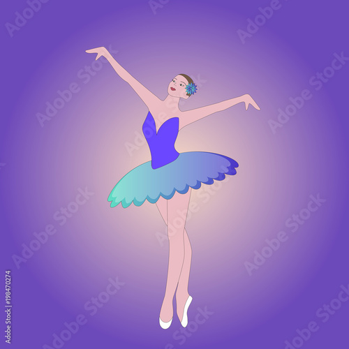 Beautiful and graceful girl ballerina takes a ballet dance.