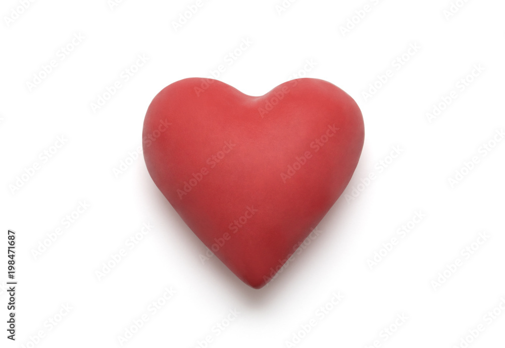 Red heart with clipping path over white background