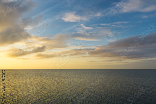 USA  Florida  Romantic orange sunset sky over the ocean water at islamorada beach