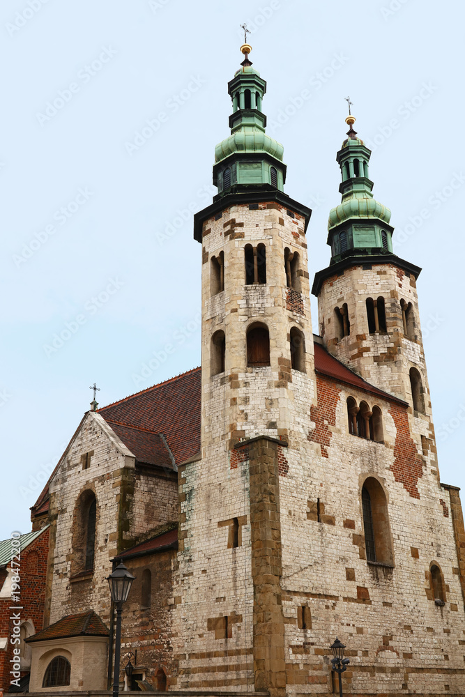 Brick church of Saint Andrew in Krakow, Poland