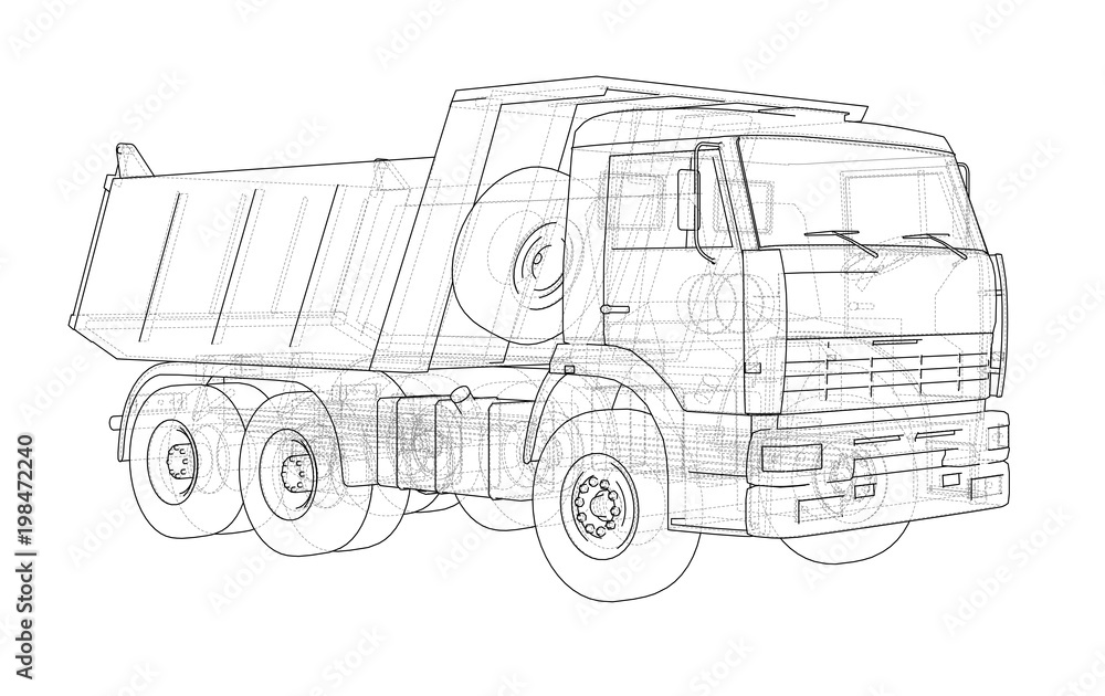Dump truck. 3d illustration