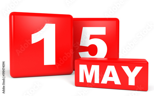 May 15. Calendar on white background.