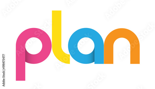 "PLAN" Multicoloured Vector Letters Icon