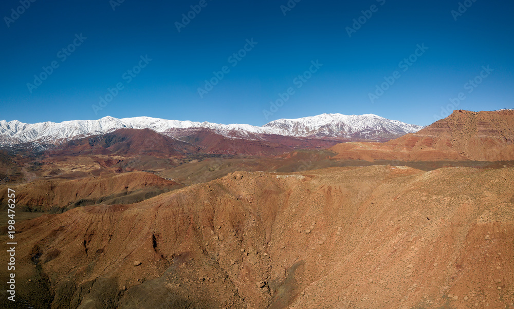Aerial panorama of Atlas Mountains