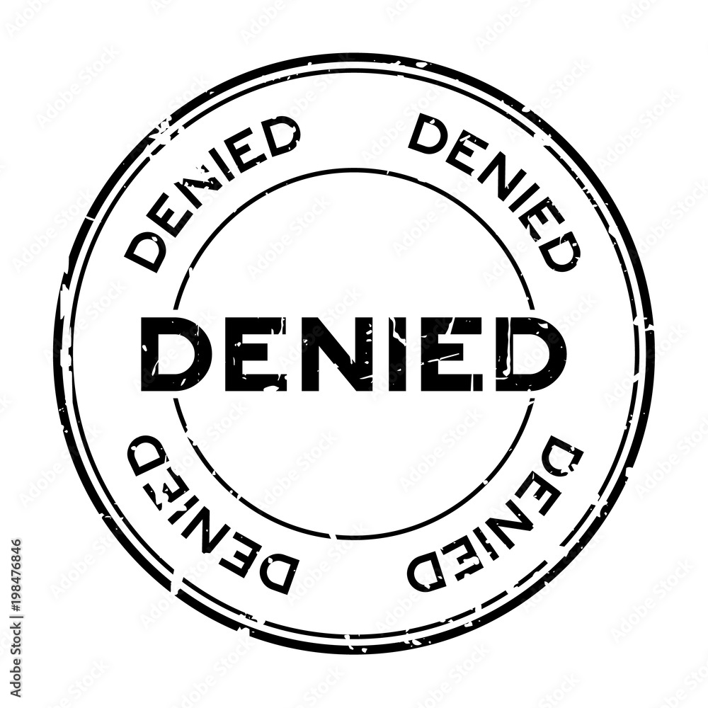 Grunge black denied round rubber seal stamp on white background