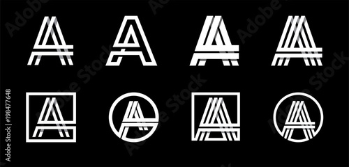 Capital letter A. Modern set for monograms, logos, emblems, initials. Made of white stripes Overlapping with shadows.
