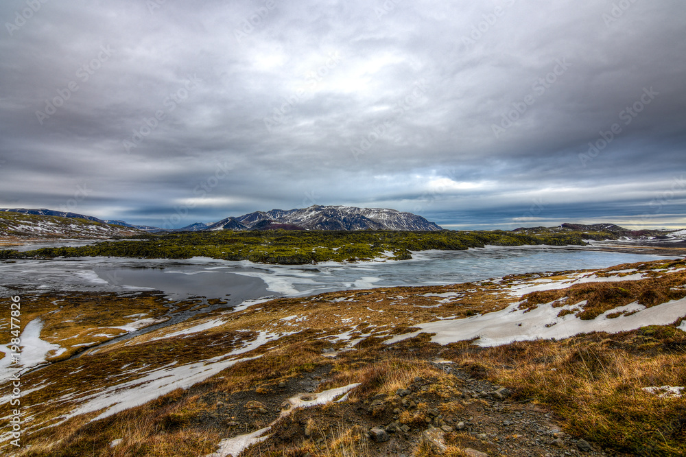 A beautiful Icelandic landscape with multiple splash of colors