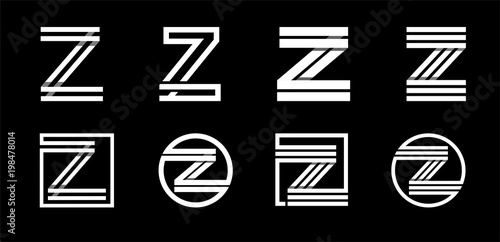 Capital letter Z. Modern set for monograms, logos, emblems, initials. Made of white stripes Overlapping with shadows.