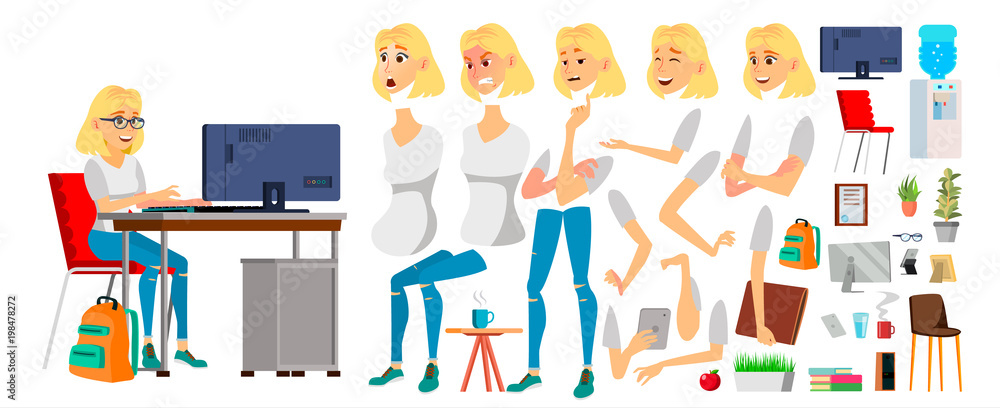 Business Woman Character Vector. Working Female Blonde Girl. Business ...