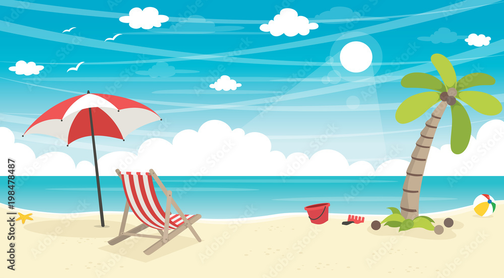 Vector Illustration Of Summer Beach Background