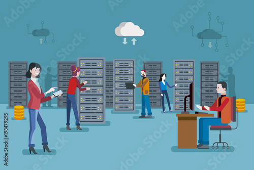 Female IT specialist in datacenter