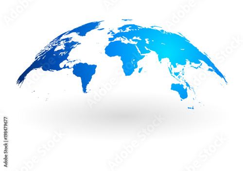 blue world map globe isolated on white background