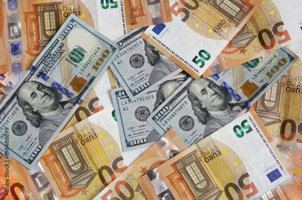 Obraz premium US dollars and euros background