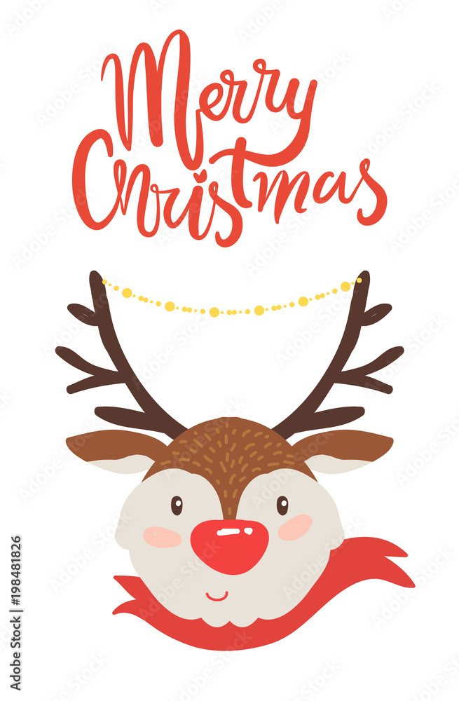 Merry Christmas Banner Congratulation from Deer Merry Christmas Banner Congratulation from Deer