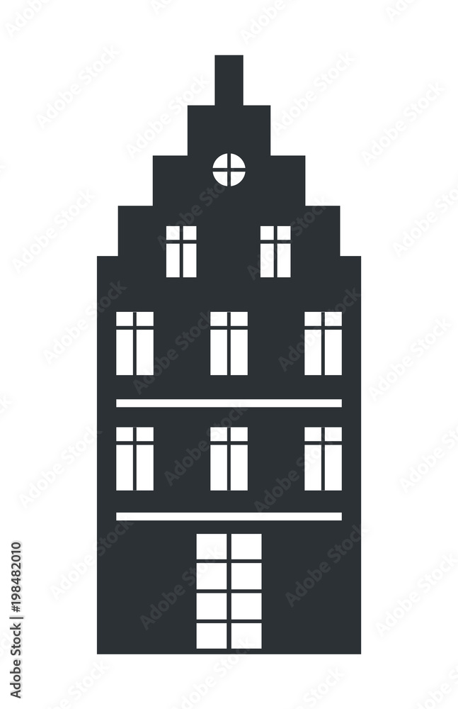 Multi Storey House Black Silhouette Isolated Icon Multi Storey House Black Silhouette Isolated Icon