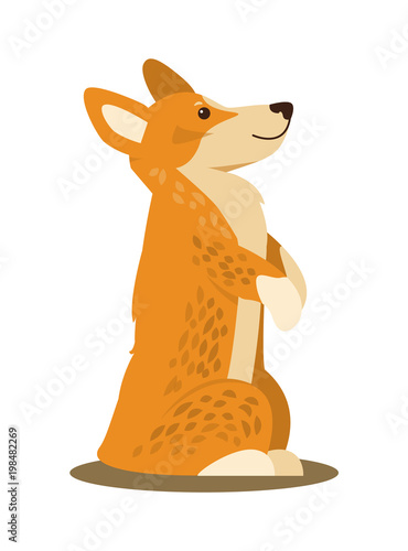 Dog Standing on Paws, Poster Vector Illustration