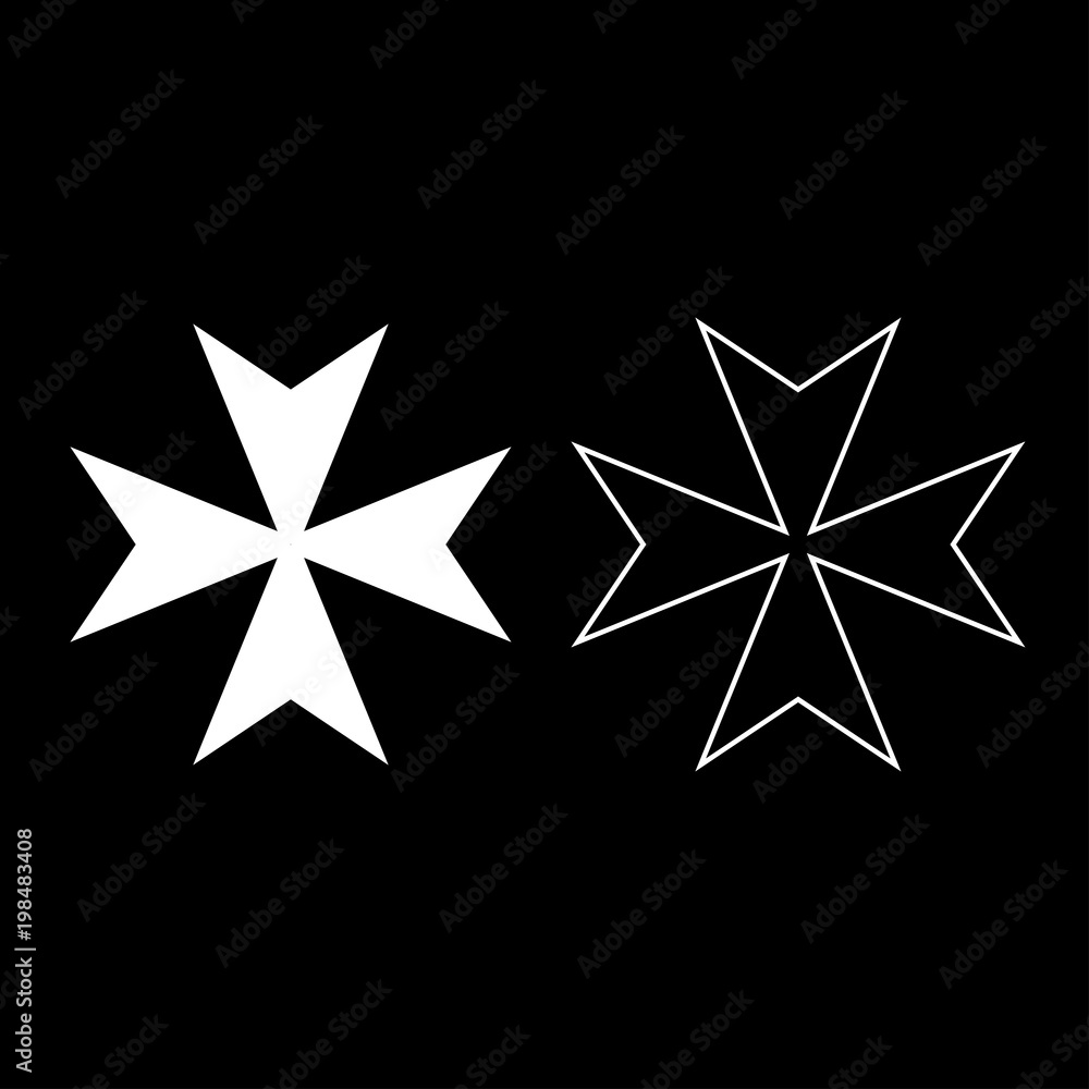 Maltese cross icon set white color illustration flat style simple image