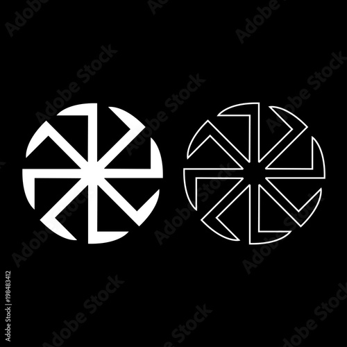 Slavic slavonis symbol Kolovrat sign sun icon set white color illustration flat style simple image