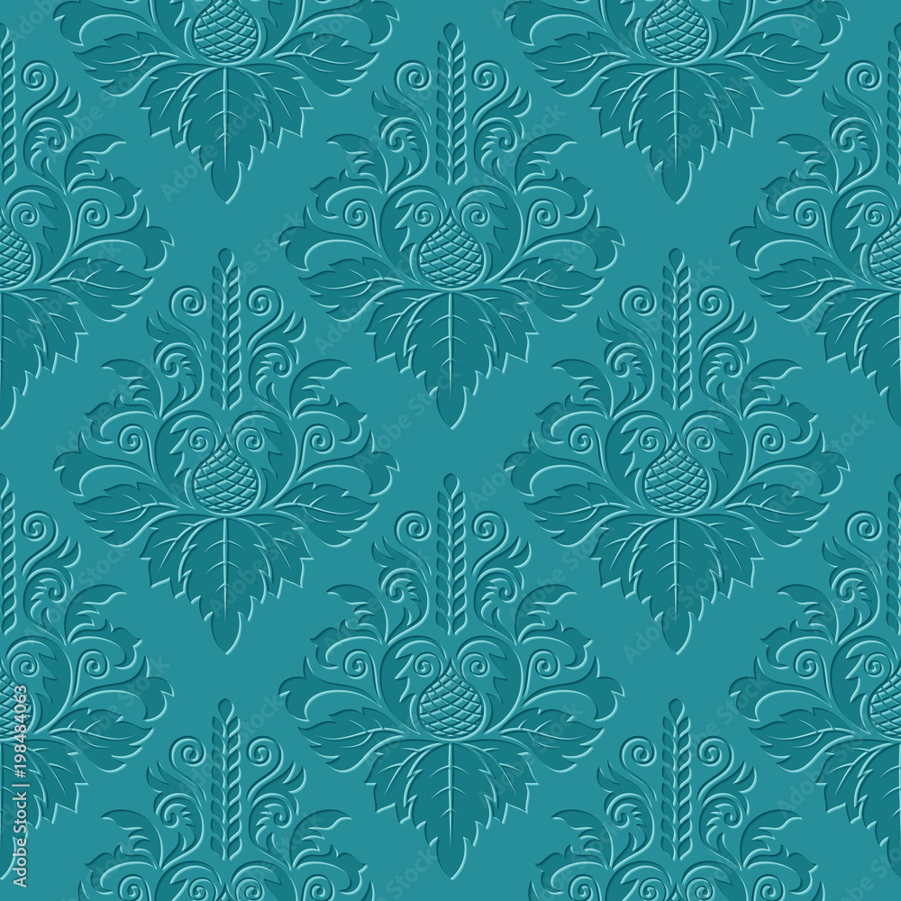 Fototapeta premium Vintage damask seamless pattern. Classical luxury texture for wallpapers, wrapping, textile. Vector Illustration