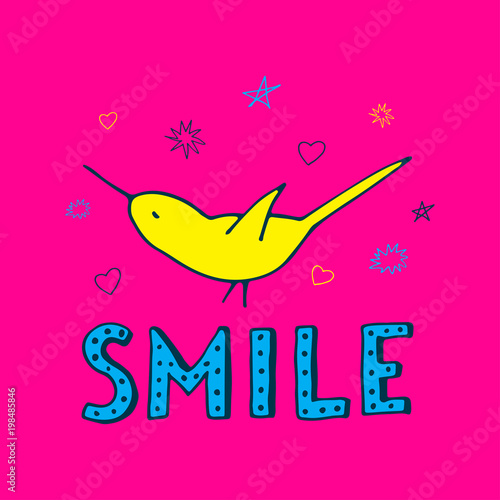 Smile illustration with bird. photo