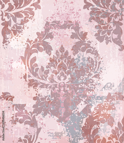 Vector damask pattern element. Classical luxury old fashioned ornament grunge...