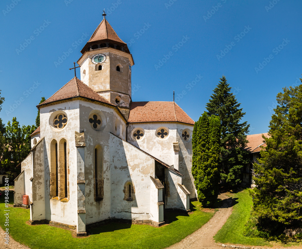 Fortified church in Tartlau Prejmer Romania, churches were built inside defensive walls to protect the population during attacks,constructed by Teutonic Knights,settlement of the Transylvanian Saxons