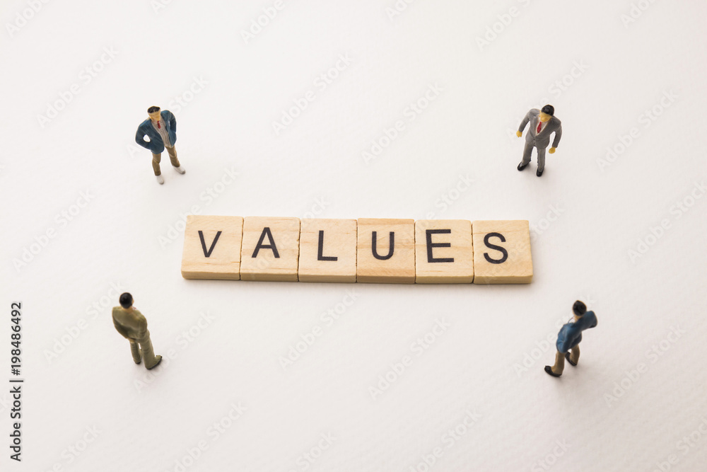 businessman figures meeting on values conceptual businessman figures meeting on values conceptual
