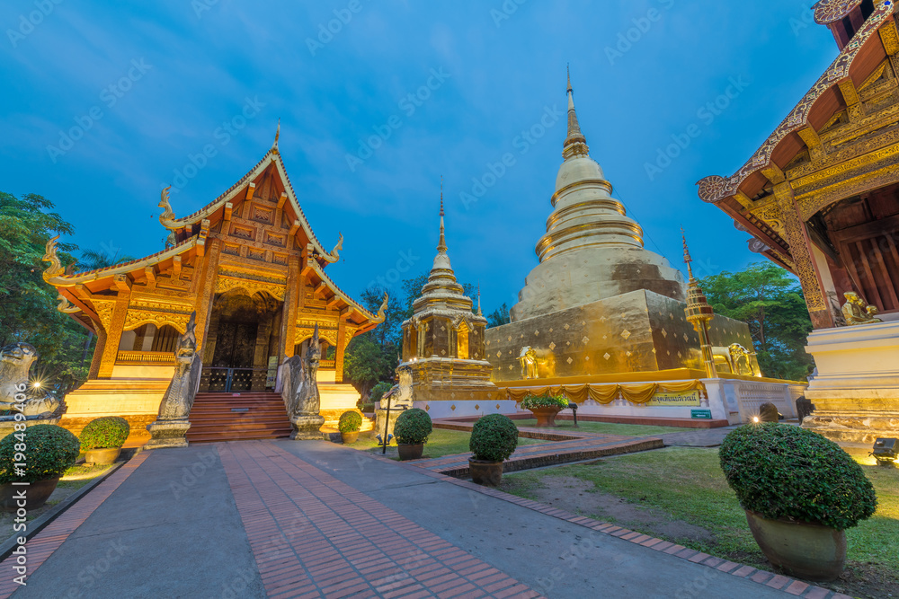 Fototapeta premium Wat Phra Singh is located in the western part of the old city centre of Chiang Mai, Thailand