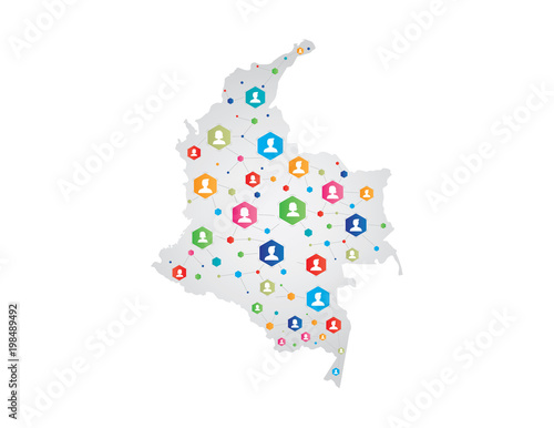 Colombian map connecting people concept