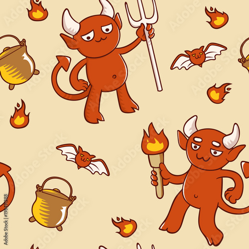 Background for halloween with demons and bats