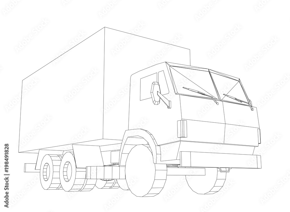Truck with cargo container. Transportation concept